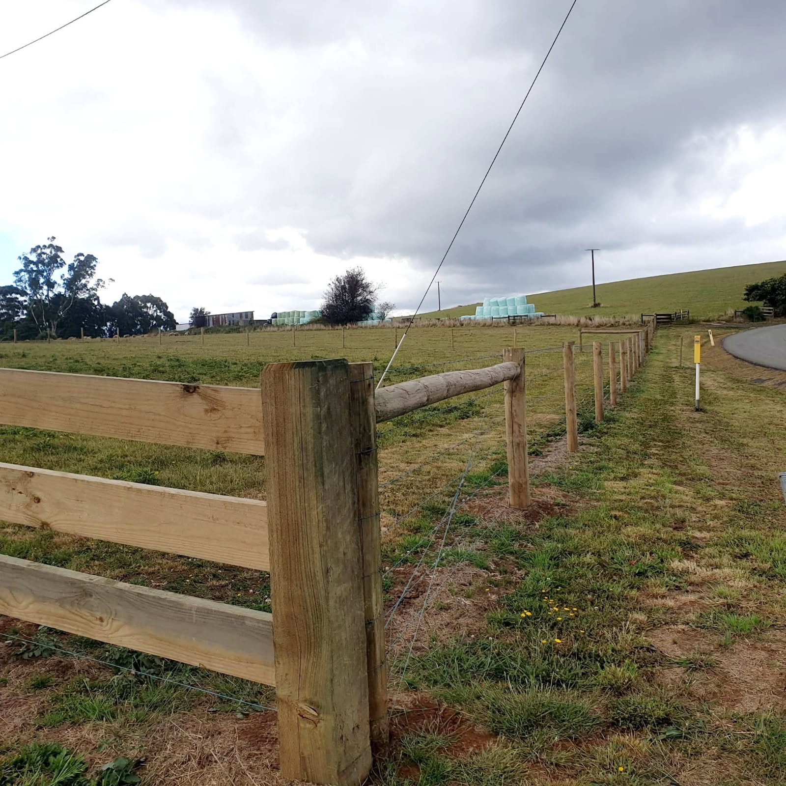 Timber post and rail boundary fence